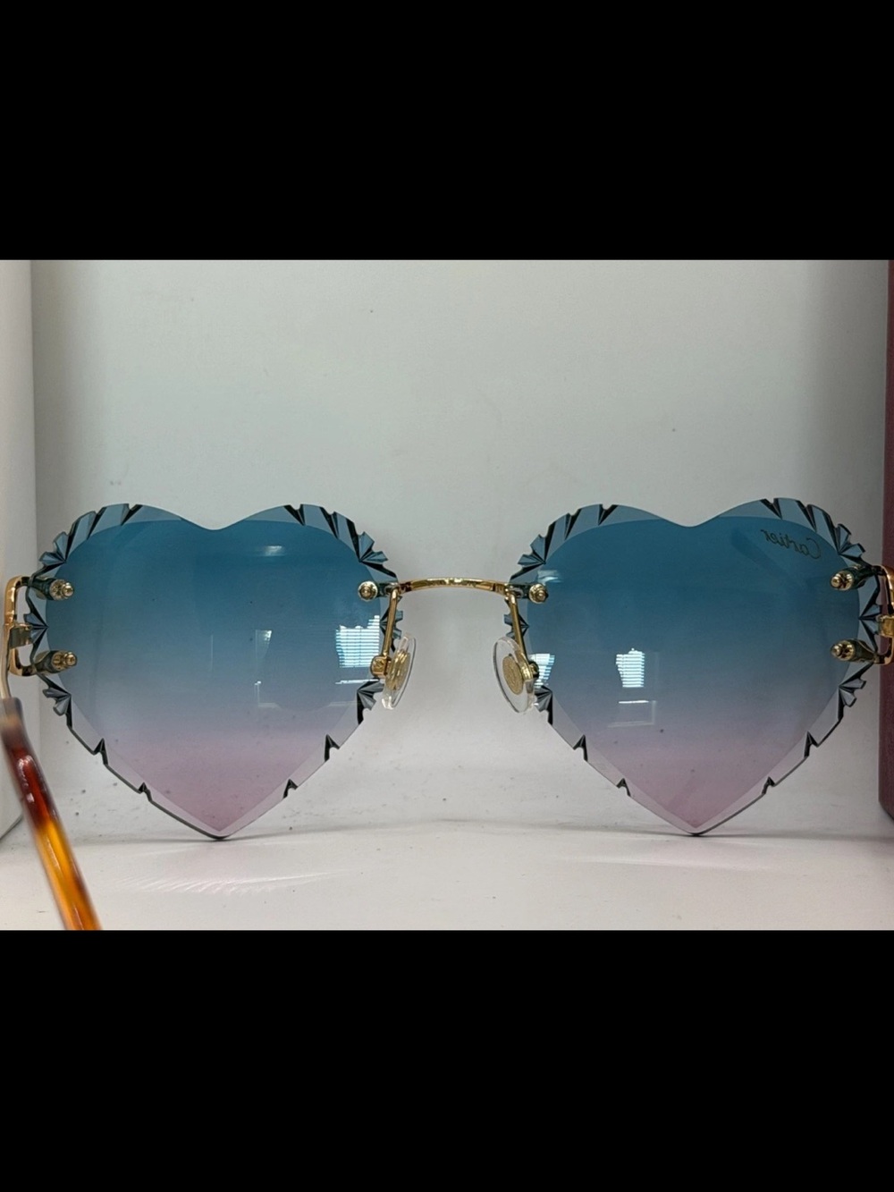 BeautifulCartier CT0092O Custom Heart Gradient Rimless Sunglasses orig. box case - Picture 7 of 9